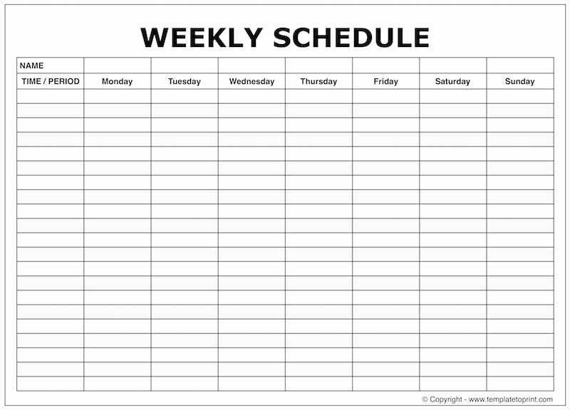 Free Printable Weekly Schedule Template Fresh Weekly 