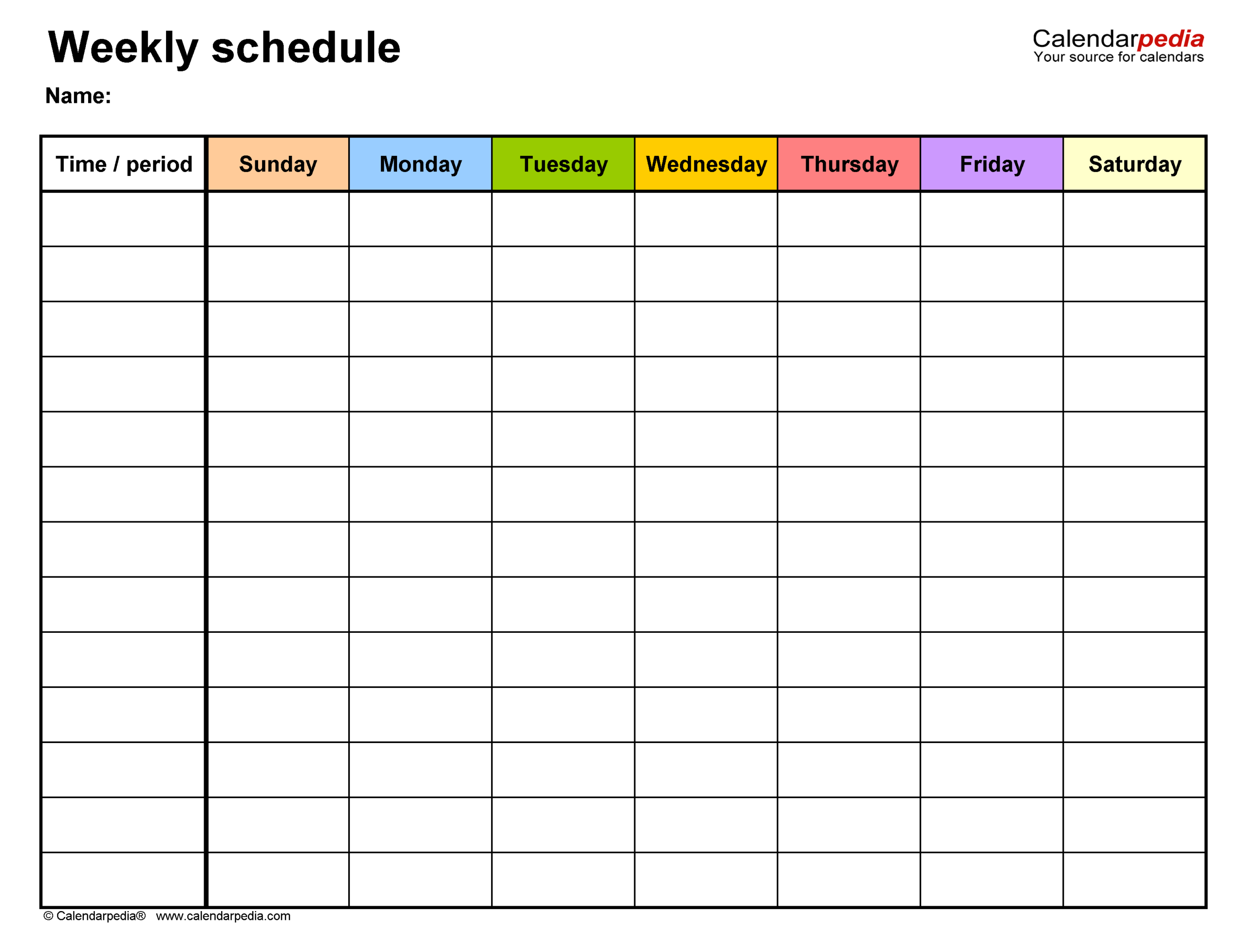 Free Printable Weekly School Schedule With Time Slots 