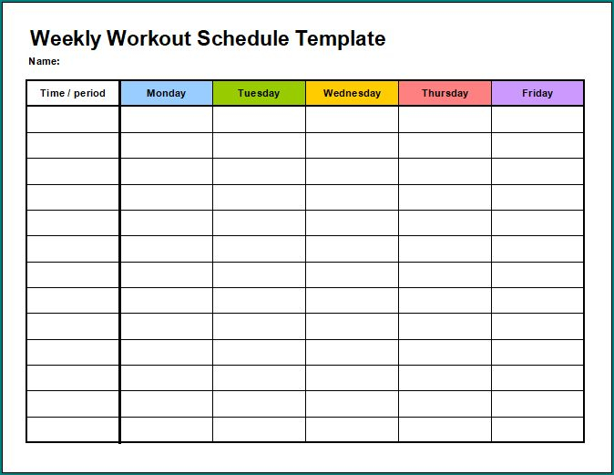 Free Printable Weekly Workout Schedule Template Bogiolo 