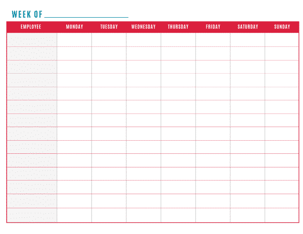 FREE Printable Work Schedule