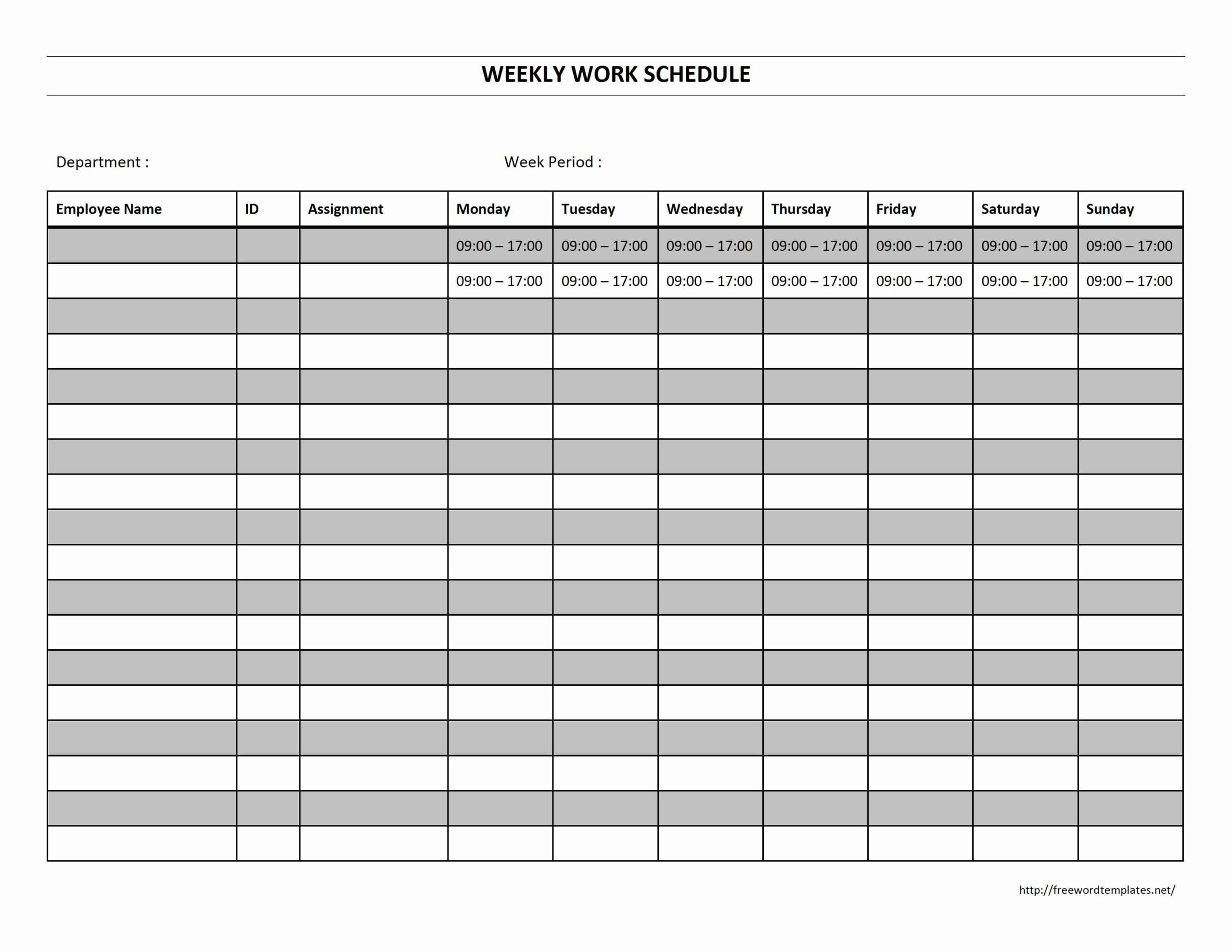 Free Printable Work Schedule Maker Free Printable