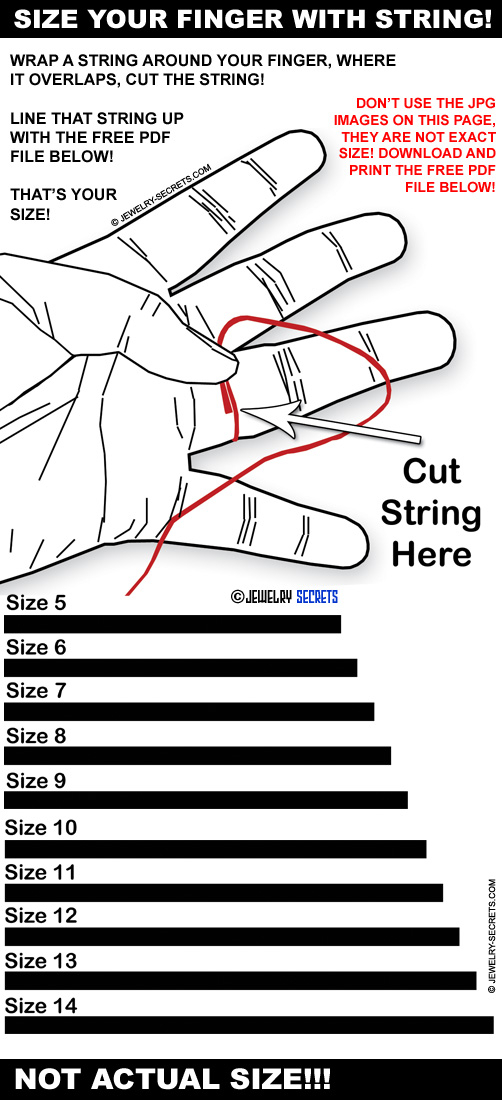 FREE RING SIZE FINGER SIZE SIZING CHART Jewelry Secrets