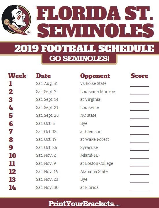 Fsu Football Game Schedule 2019