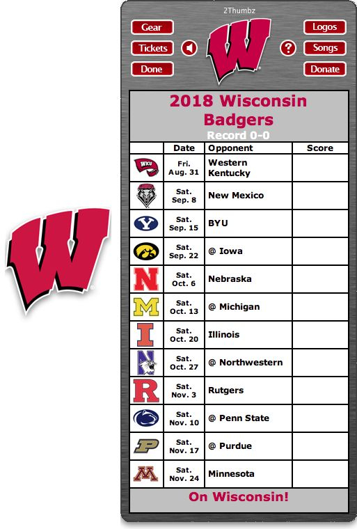 Get Your 2018 Wisconsin Badgers Football Schedule App For 