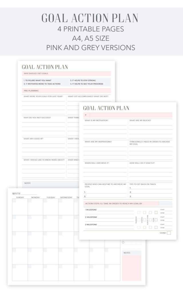 Goal Action Plan Printable Weekly Planner Calendar Planner