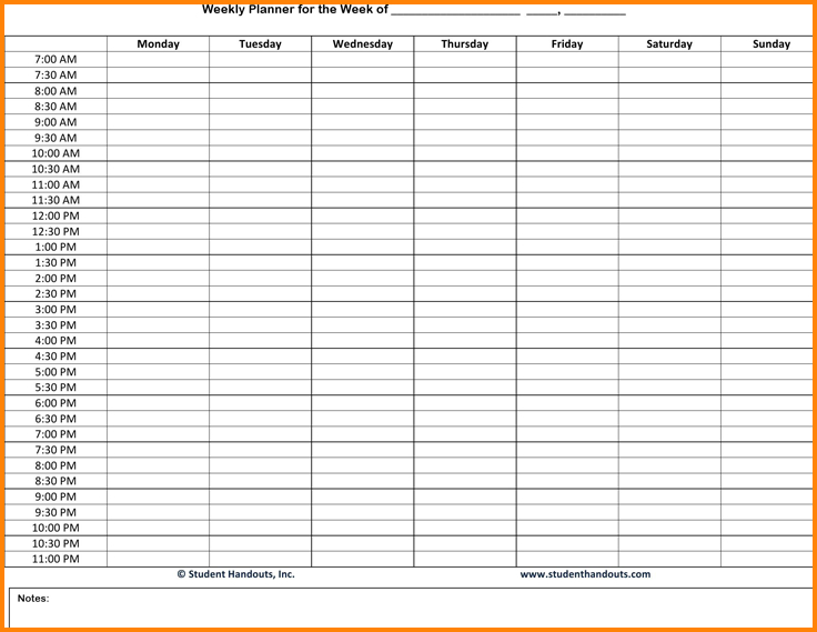 Hourly Planner Pdf Planner Template Free