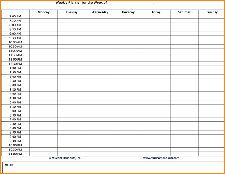 Hourly Planner Pdf Planner Template Free