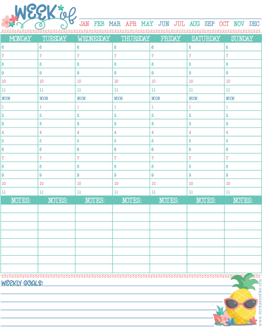 Hourly Planner Printable Hourly Planner Daily Planner 