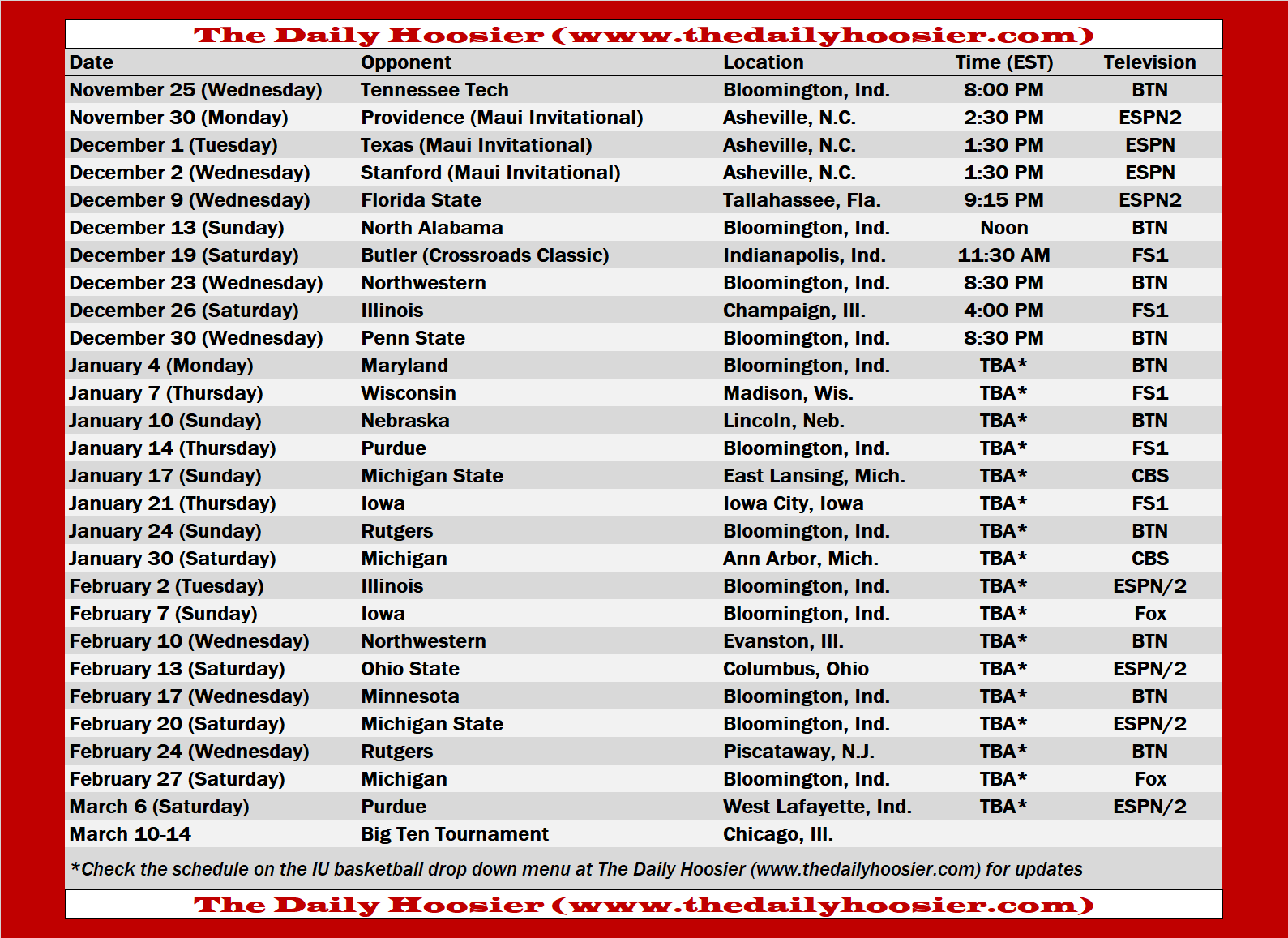 Indiana Basketball 2020 21 Schedule Page And Printable 