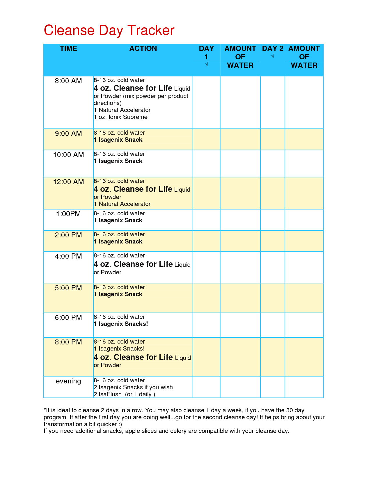 Isagenix Shake Day Schedule Printable Printable Calendar 