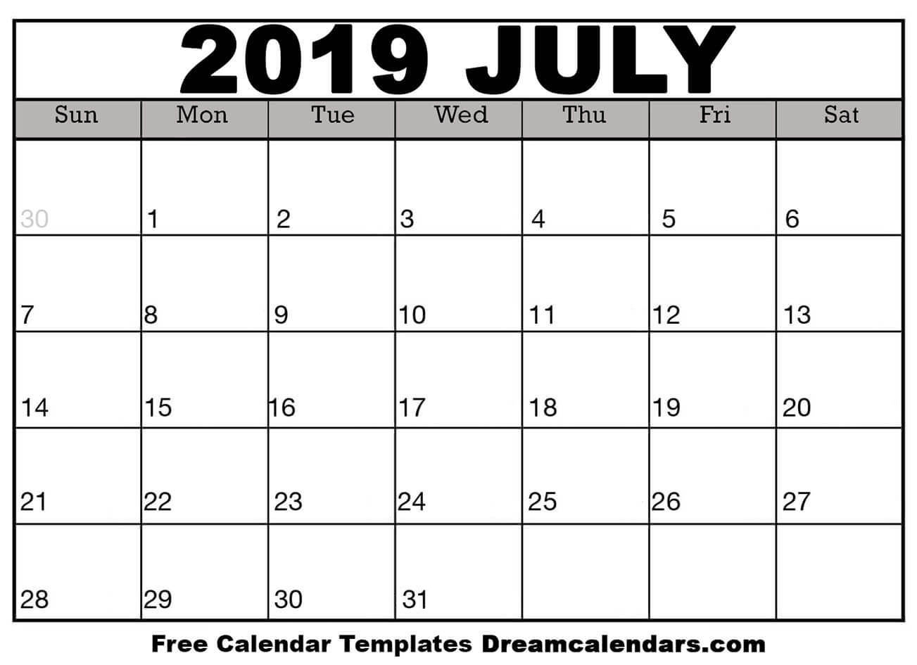 July 2019 Calendar Free Blank Printable Templates