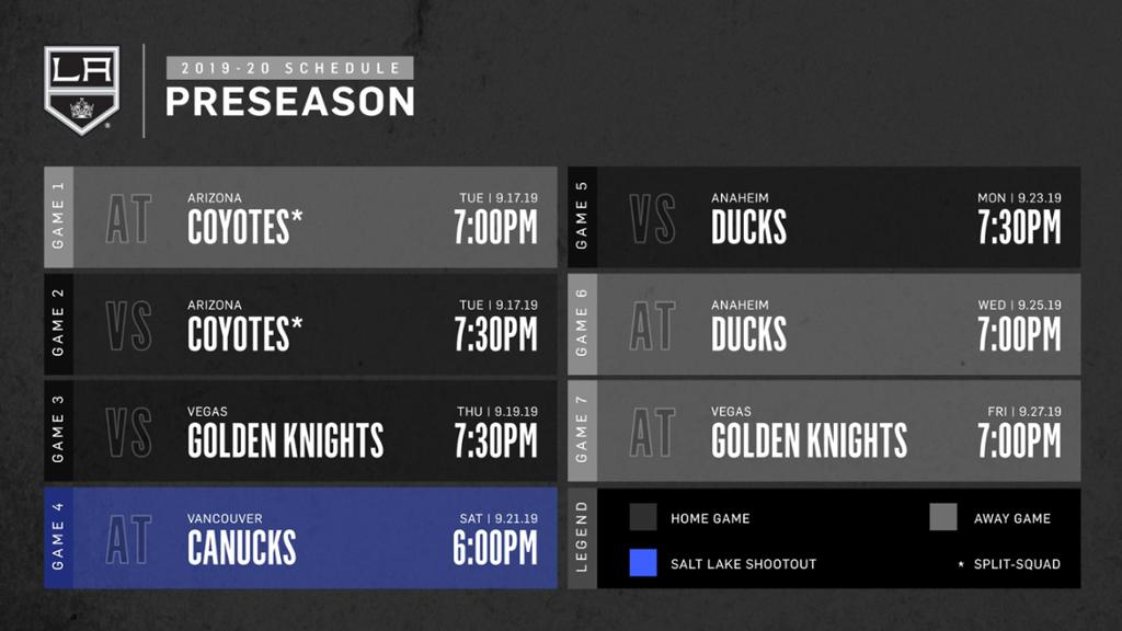 LA Kings Announce 2019 Preseason Schedule NHL