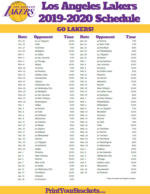 Lakers Schedule Tickets 2020 LAKE NICE