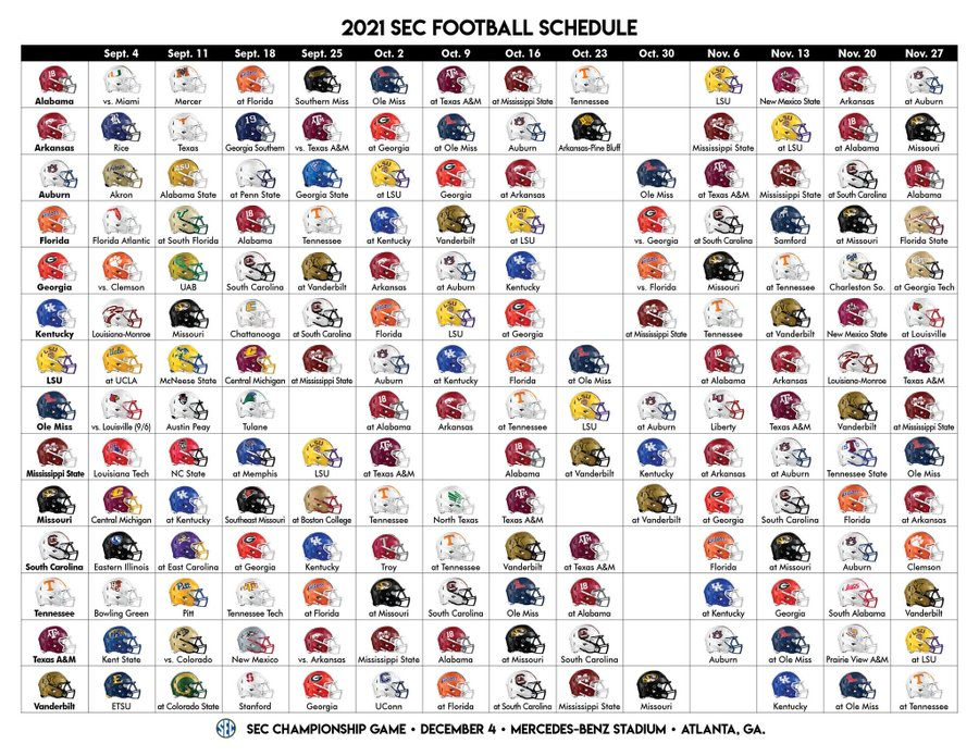 LOOK The Entire 2021 SEC Football Schedule Has Been 