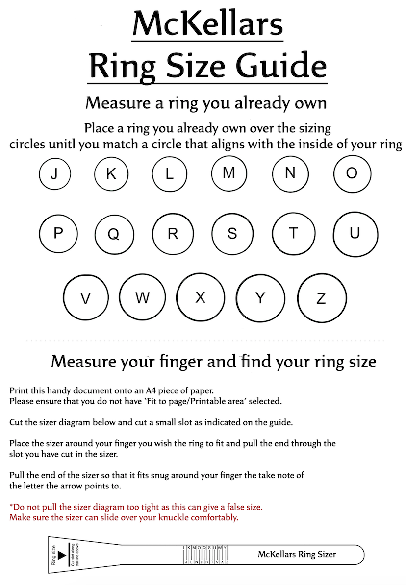McKellars Ring Size Guide Finding A Ring Size 