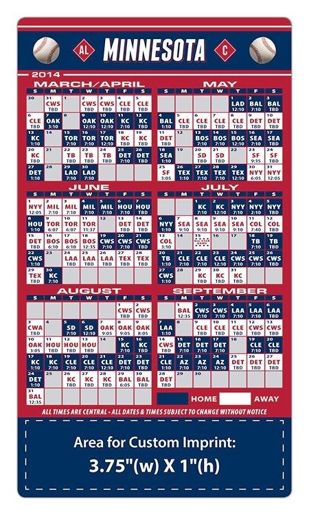 Minnesota Twins Baseball Team Schedule Magnets 4 X 7 