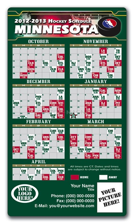 Minnesota Wild Pro Hockey Schedule Magnets 4 X 7 