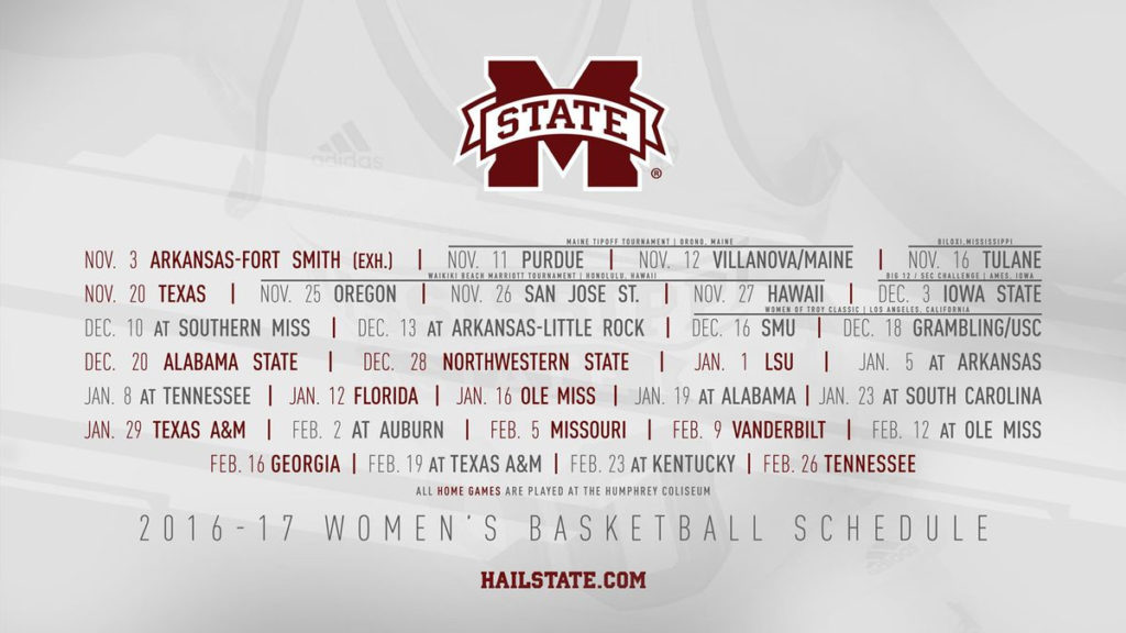 Mississippi State Women's Basketball Schedule Printable