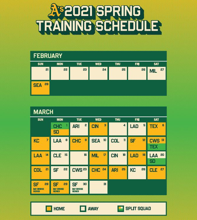 MLB Spring Training Schedule 2025 A s Release Cactus 