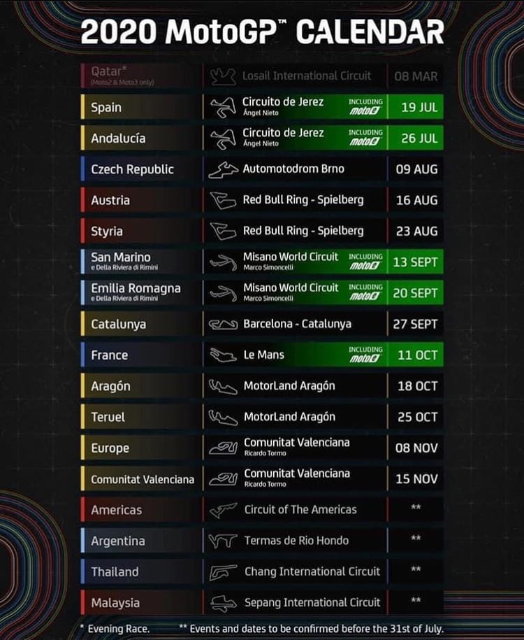 Motogp Calendar 2021 Update