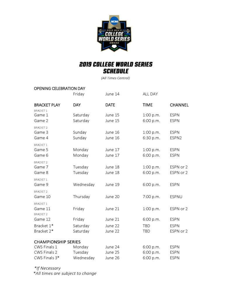 Ncaa College World Series Schedule NISHIOHMIYA GOLF COM