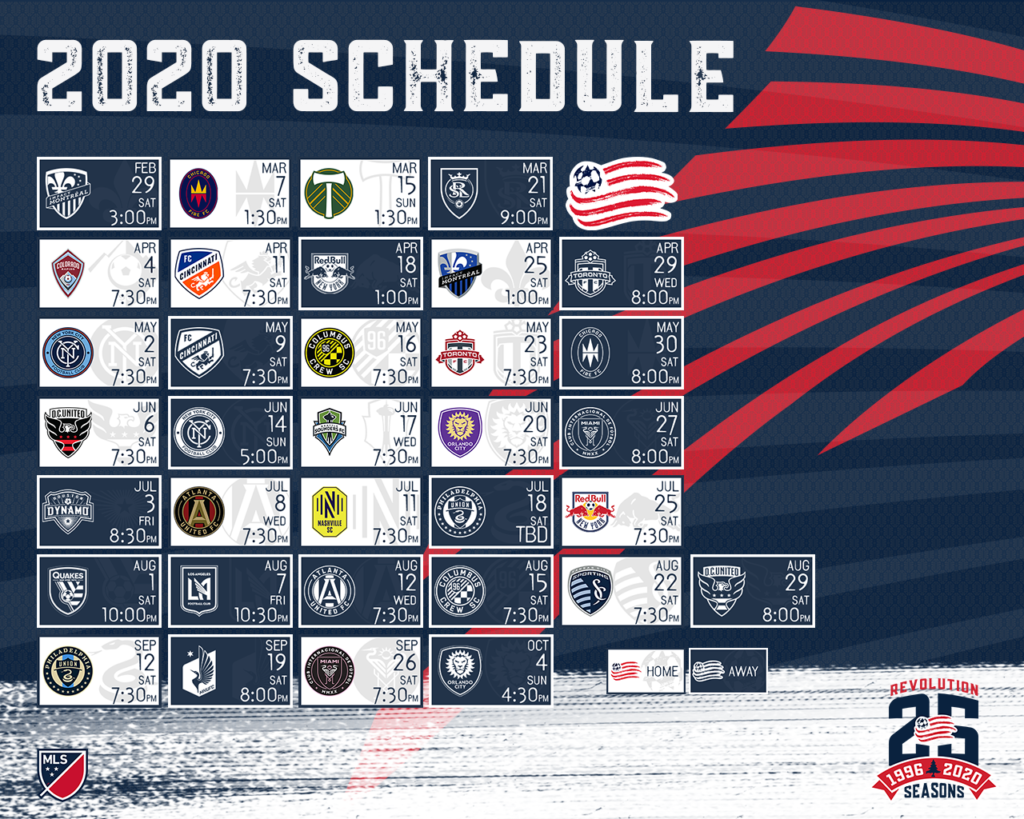 New England Revolution Schedule 2021 Printable