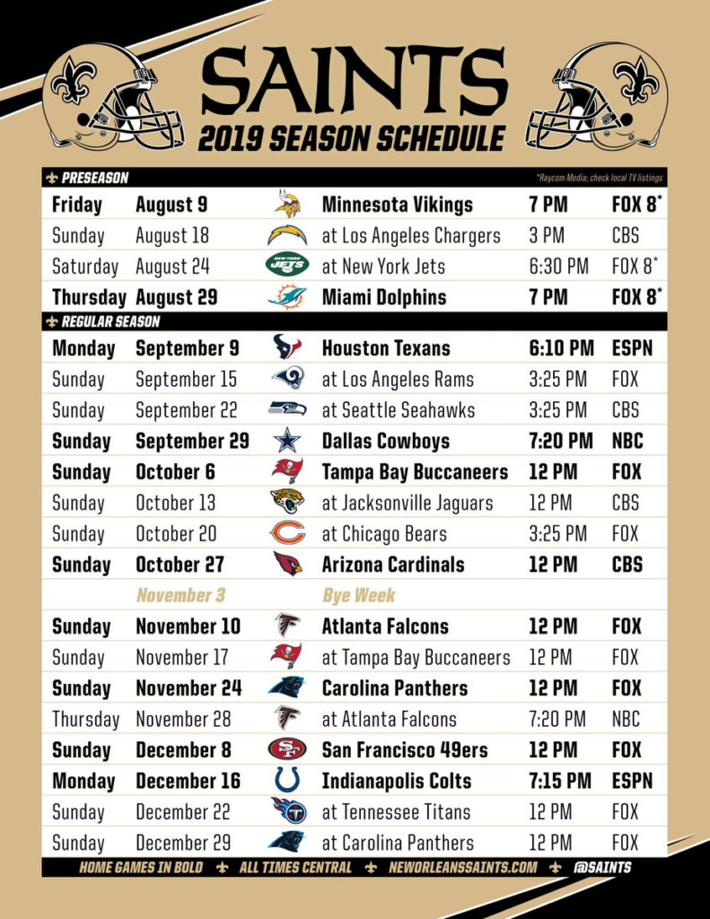 New Orleans Saints On Twitter Print The Saints Schedule