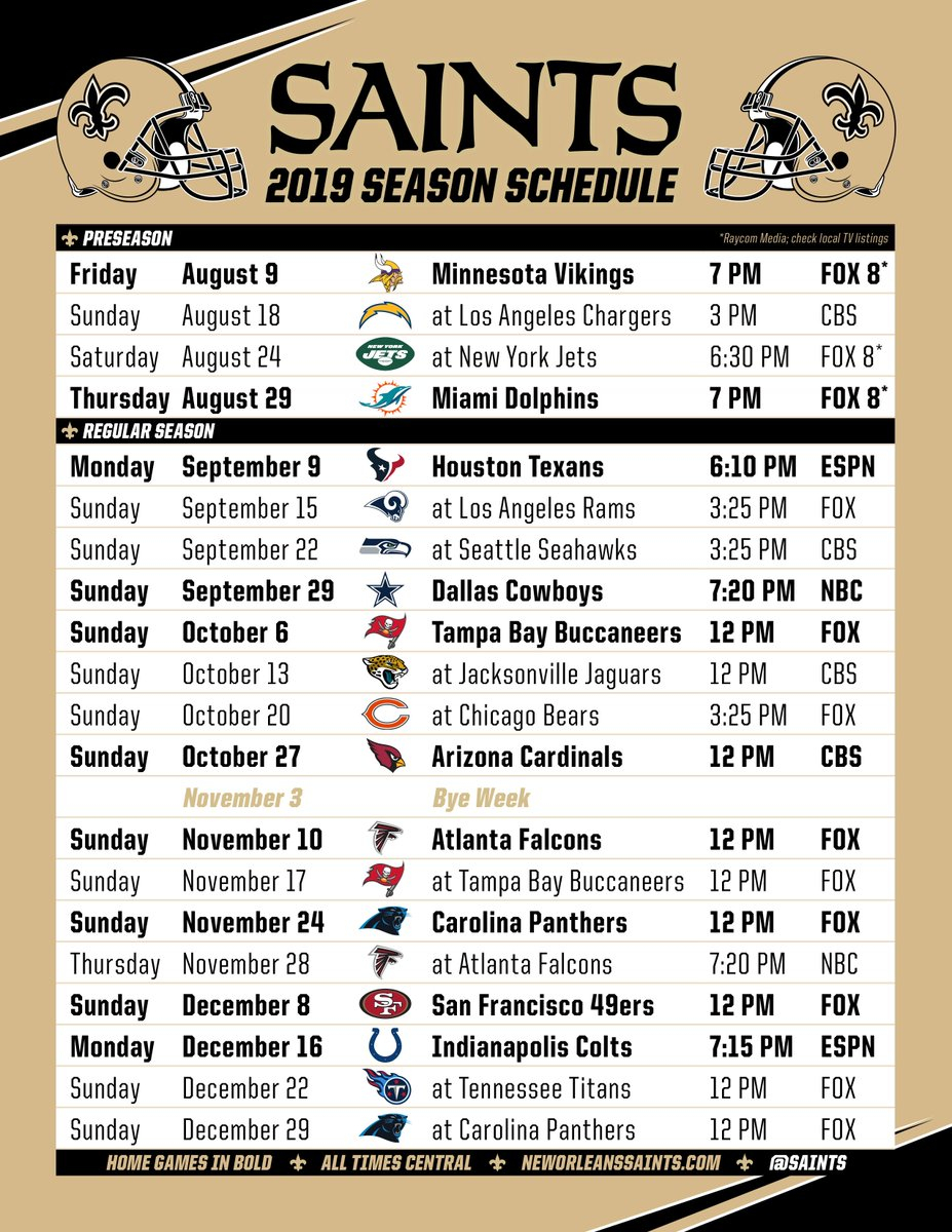 New Orleans Saints On Twitter Print The Saints Schedule 