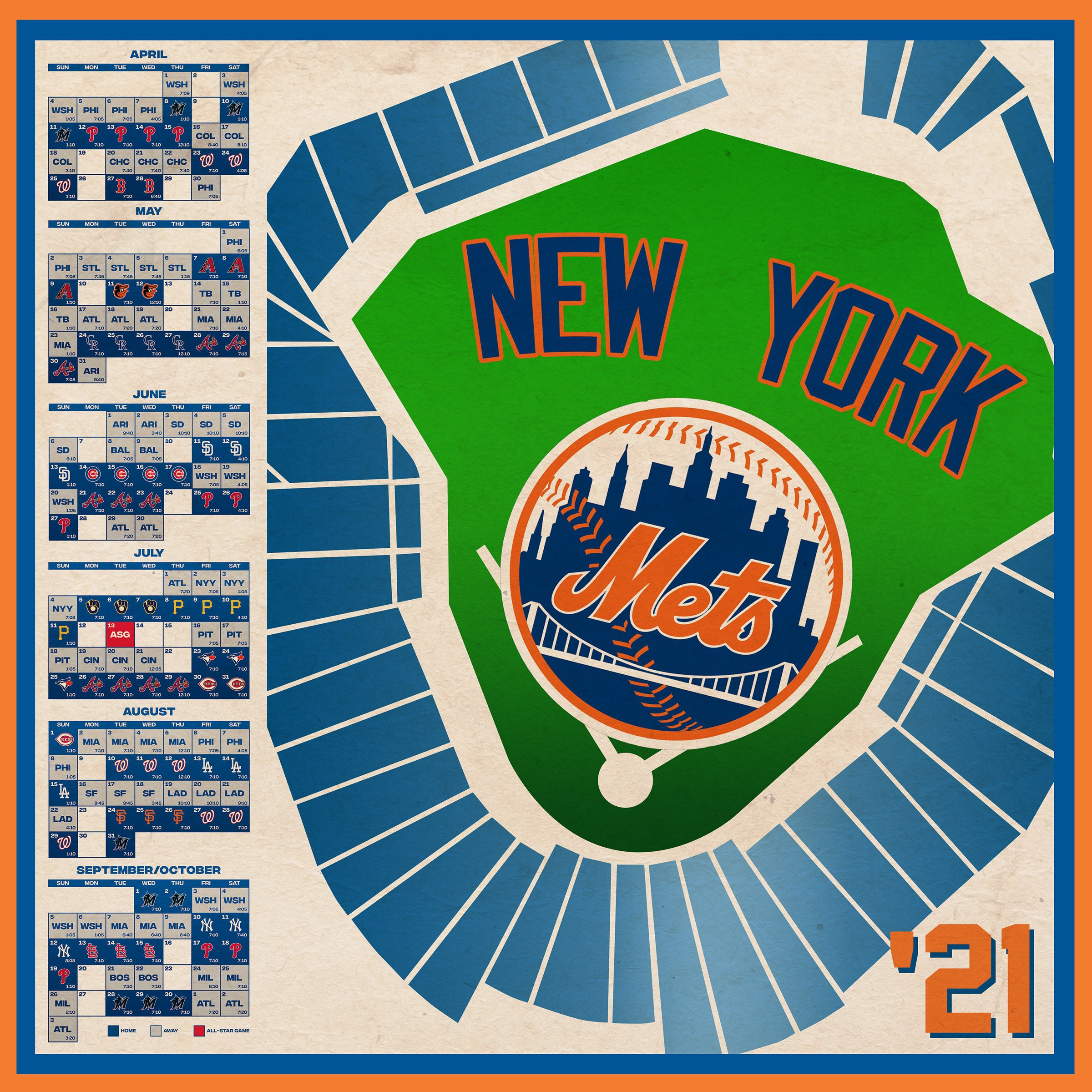 New York Mets 2025 Schedule Print Etsy