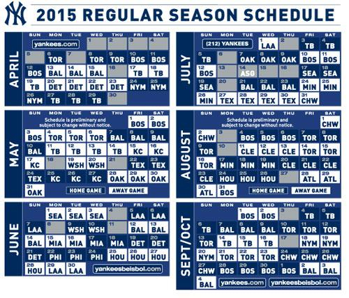 New York Yankees On Twitter Printable 2015 Schedule 