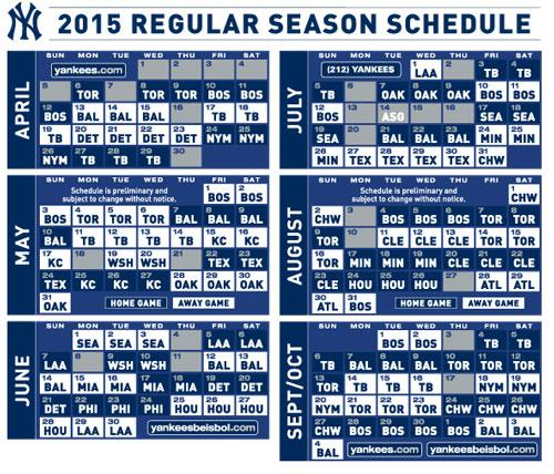 New York Yankees On Twitter Printable 2015 Schedule 