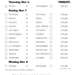 NFL Week 9 Pick Em Against The Spread Sheets Printable