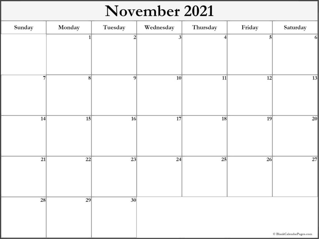 November 2021 Blank Calendar Templates