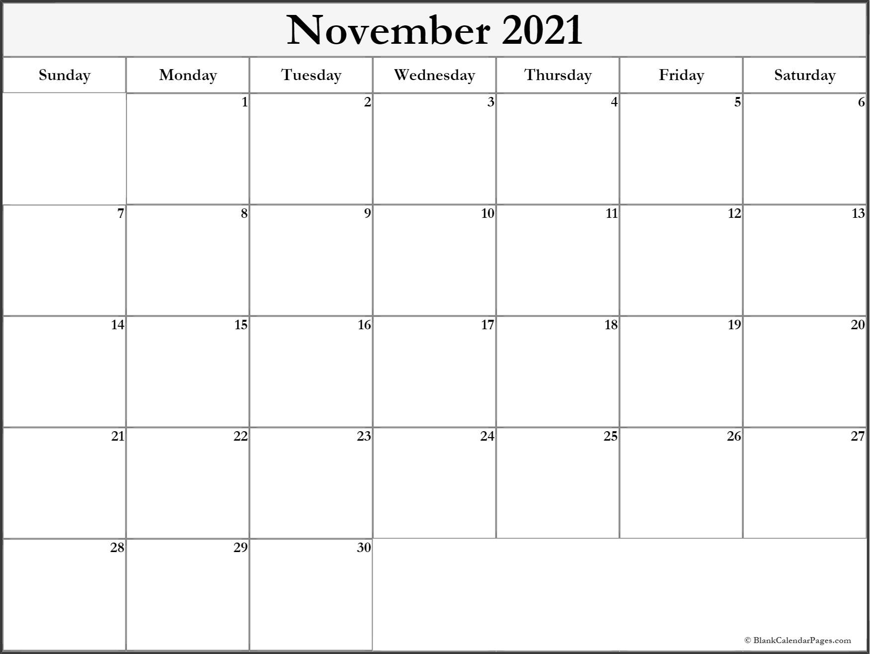 November 2021 Blank Calendar Templates 