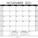 November 2021 Calendars Printable