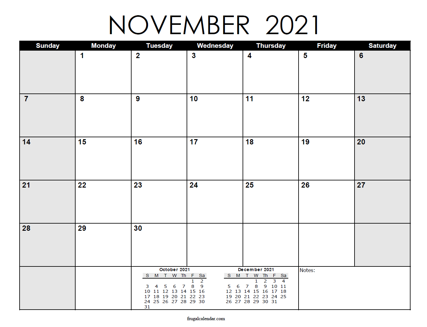 November 2021 Calendars Printable