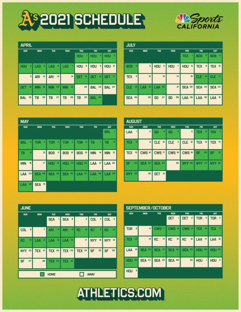 Oakland A's 2021 Printable Schedule - FreePrintableTM.com | FreePrintableTM.com