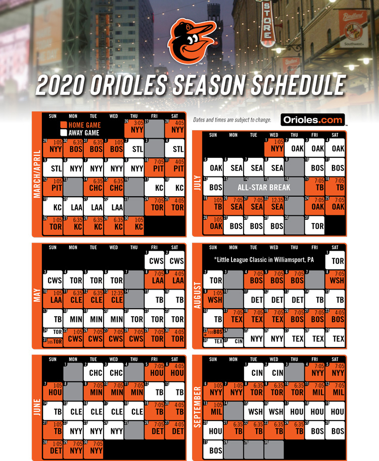 Orioles Announce 2020 Home Game Times MASN News 