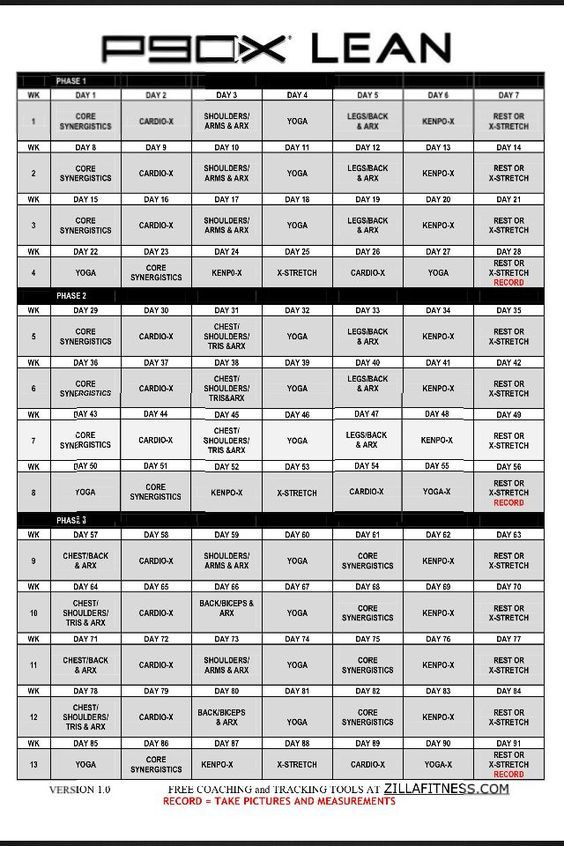 P90X Worksheets Schedule Printable P90x Worksheets