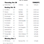 Pacific Time Week 8 NFL Schedule 2020 Printable