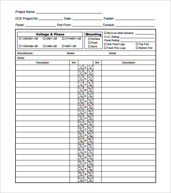 Panel Schedule Template Square D Printable Schedule Template