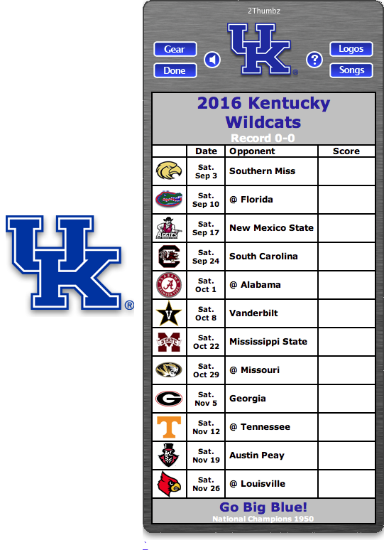 Kentucky Football Schedule Printable