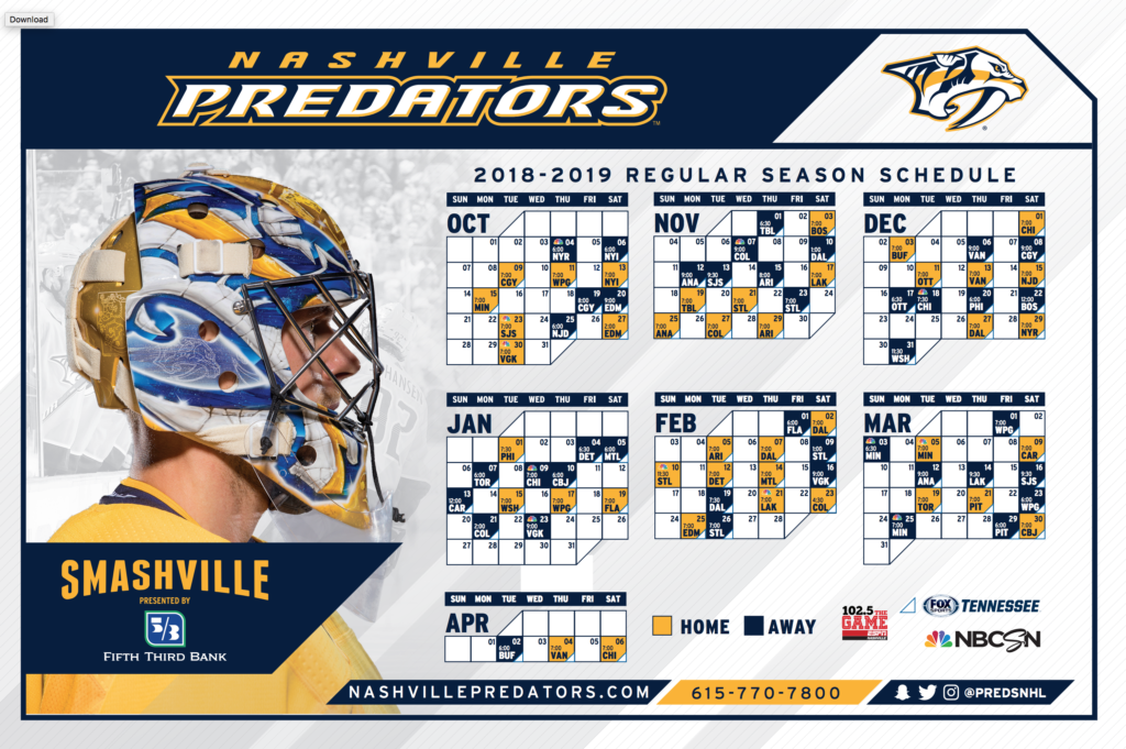 Predators Home Game Schedule Nashville Guru