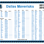 Printable 2017 2018 Dallas Mavericks Schedule