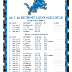 Printable 2017 2018 Detroit Lions Schedule