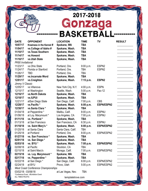 Printable 2017 2018 Florida Gators Basketball Schedule