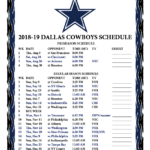 Printable 2018 2019 Dallas Cowboys Schedule