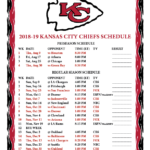 Printable 2018 2019 Kansas City Chiefs Schedule