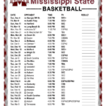 Printable 2018 2019 Mississippi State Bulldgos Basketball