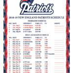 Printable 2018 2019 New England Patriots Schedule